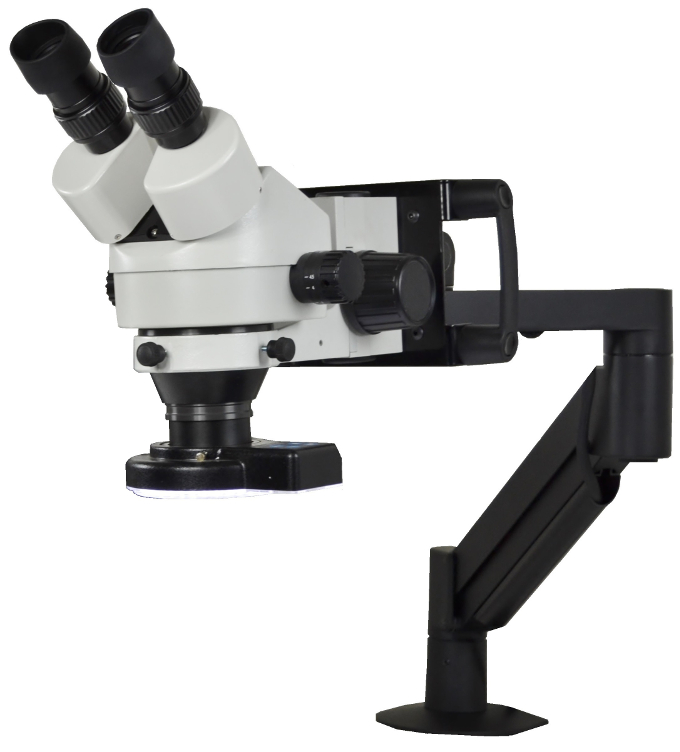 Stereo microscope with articulated arm for WS